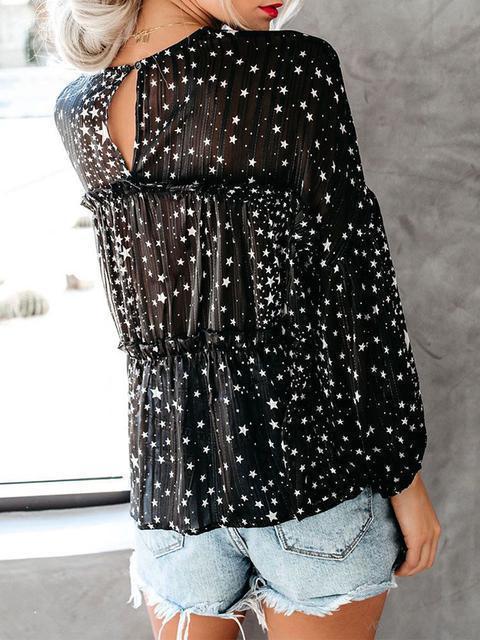 Blouse à Pois Imprimé Étoiles