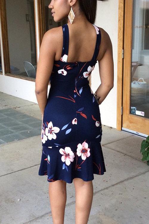 Robe Marine à Imprimé Floral