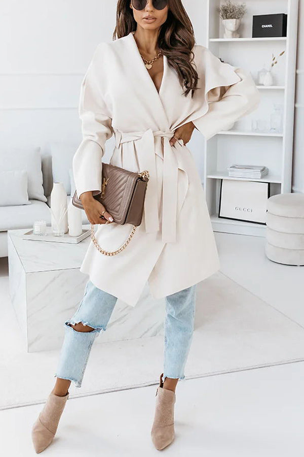 On Another Level Belted Wrap Midi Coat