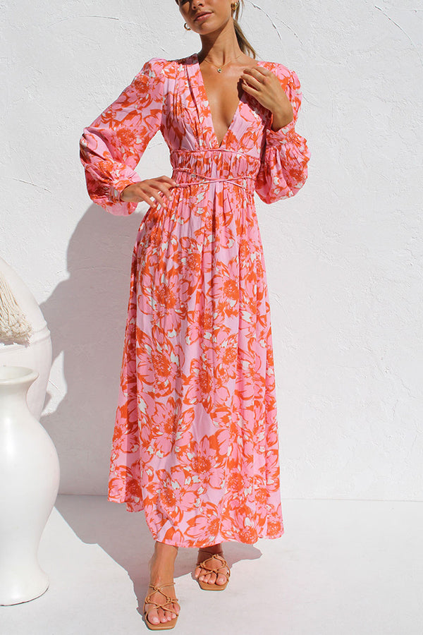 Do What I Feel Floral Crossover Strap Maxi Dress