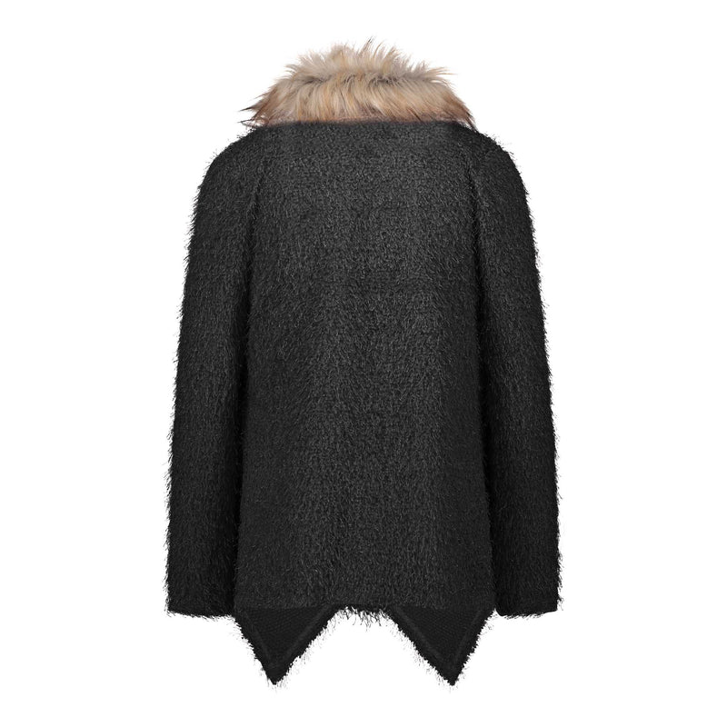 Manteau Cardigan Col En Fausse Furrure Amovible Kaki - CA Mode