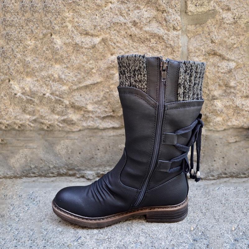 Bottes d'hiver Chaudes à Lacets pour Femmes