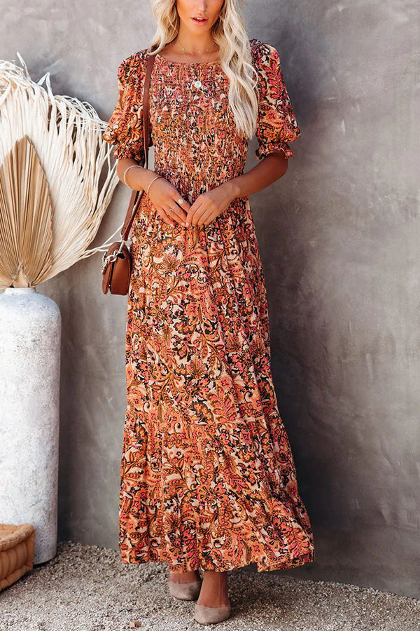 Novakiki Autumn Grace Smocked Paisley Maxi Dress