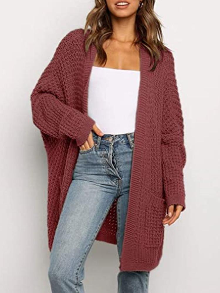 Cardigan Ample Couleur Poche Unie