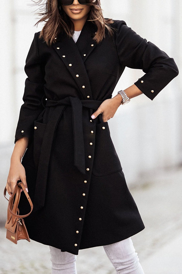 Rocky Mountain Studded Pocket Belted Midi Coat