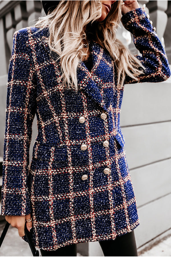 Making Statements Plaid Tweed Blazer