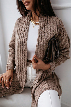 Tired of Waiting Cable Neck Knit Cardigans