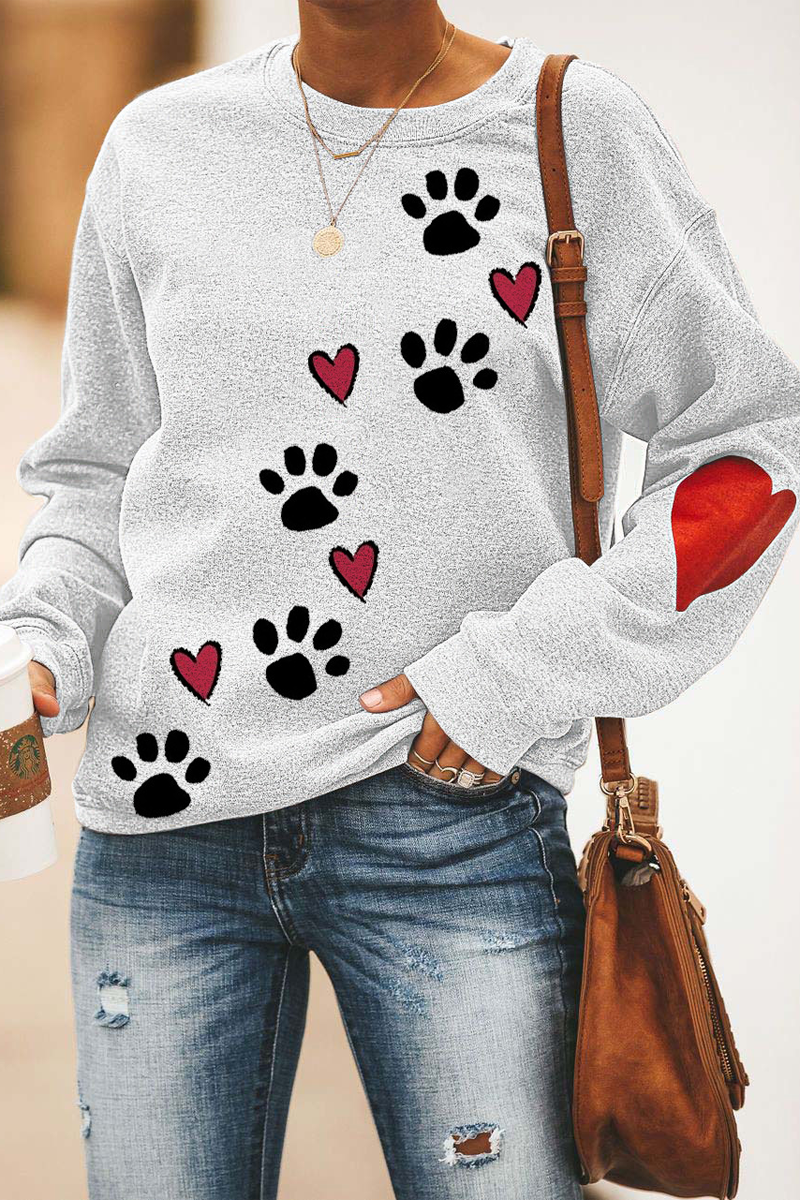 Sweatshirt Décontracté Col Rond avec Patte Chien