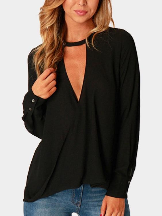 Blouse à Encolure en V Profonde - CA Mode