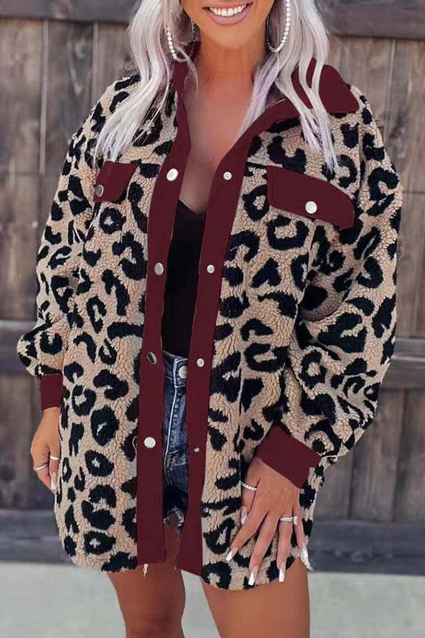 Fashionably Late Leopard Pocketed Teddy Shacket