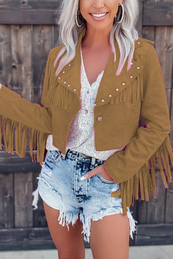 Here for A Good Time Fringe Suede Jacket