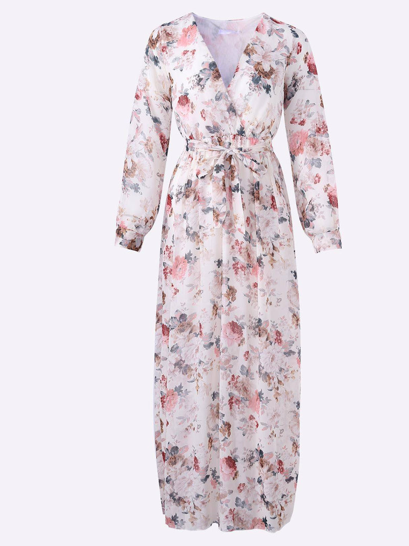 Maxi Robe Manches Longues à Imprimé Floral - CA Mode