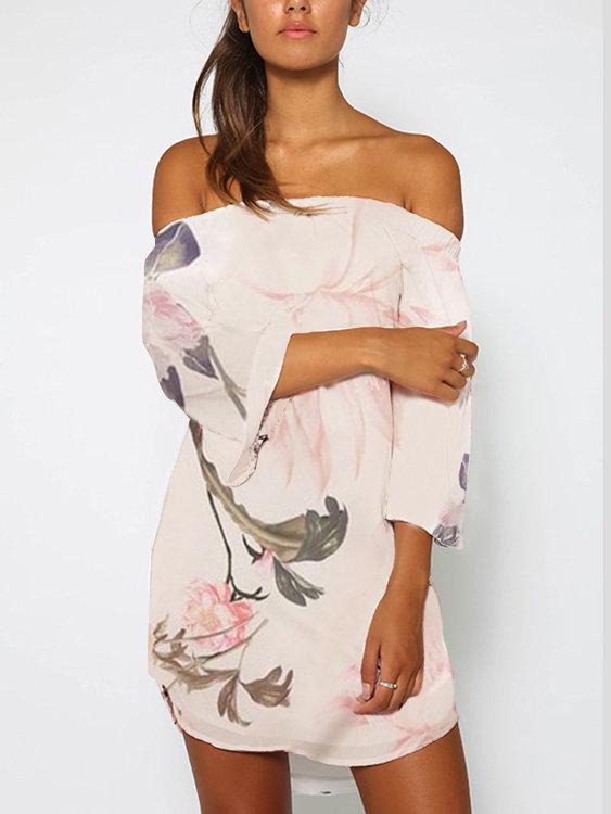 Robe à imprimé floral aléatoire à épaules dénudées