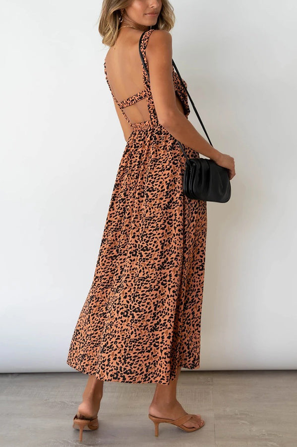 Shane Animal Print Backless Maxi Dress