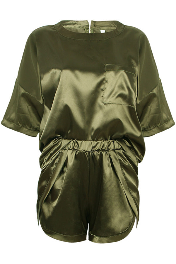 Queen of Comfort Satin Lounge Shorts Suit