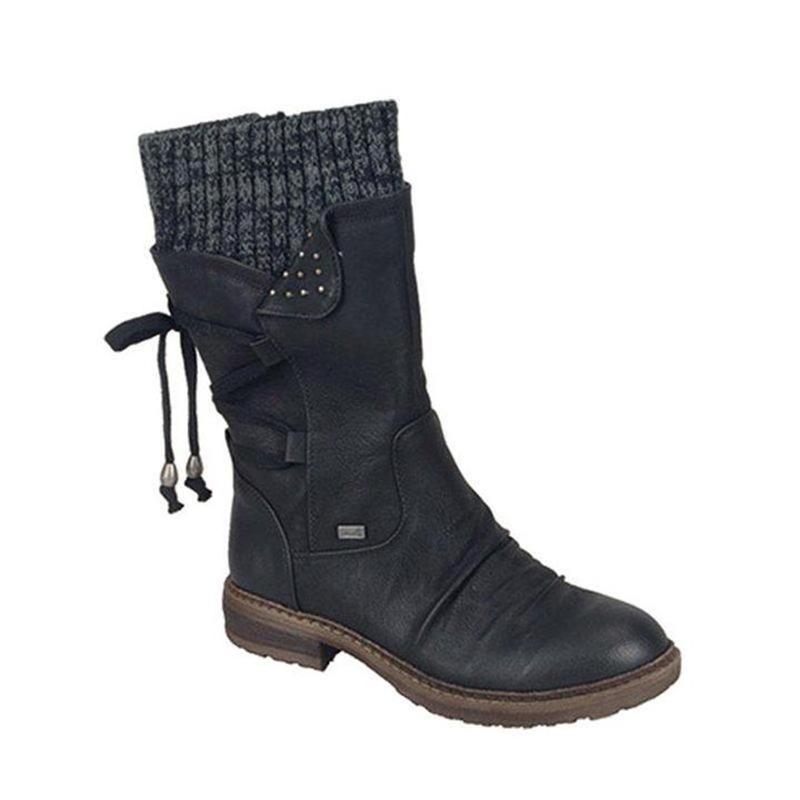 Bottes d'hiver Chaudes à Lacets pour Femmes