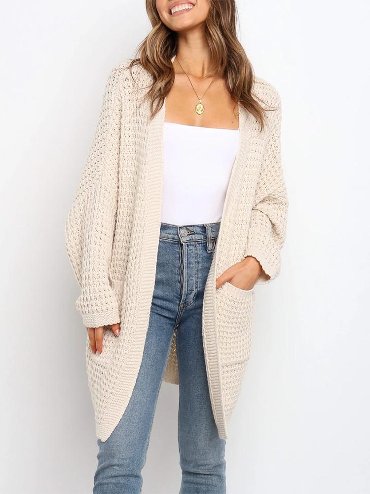 Cardigan Ample Couleur Poche Unie