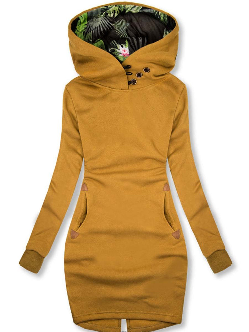 Fashion Contrast Color Hooded Casual Top