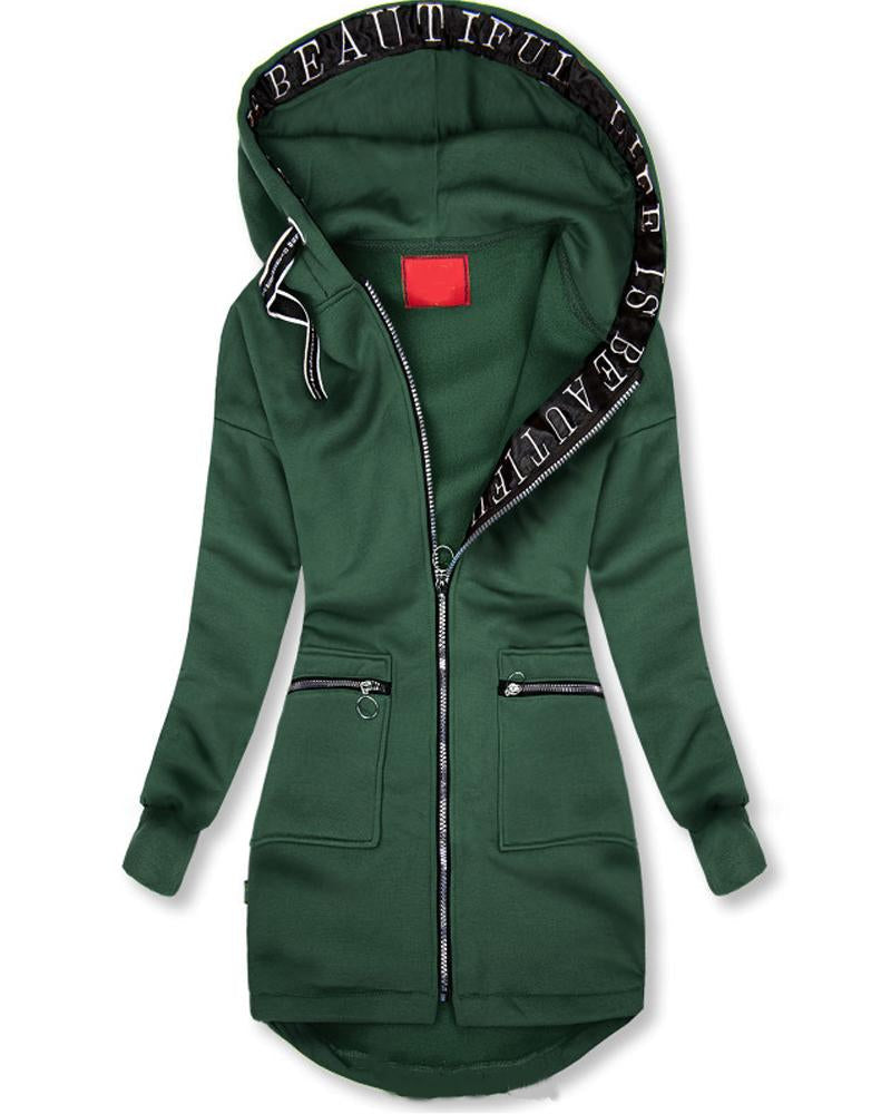 Casual Hooded-Print Casual Coat