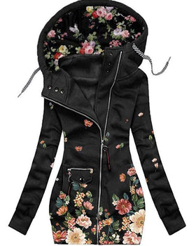 Fashion Printed Long Sleeve Zipper Hooded Jacket