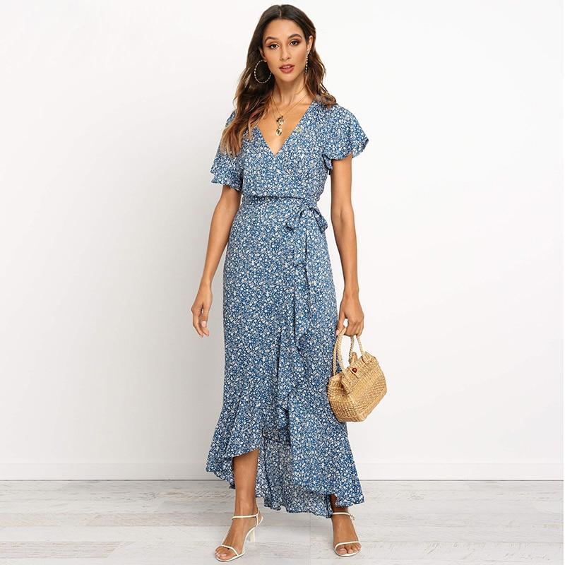 Robe Longue Plage Décontractée Imprimé Floral Boho