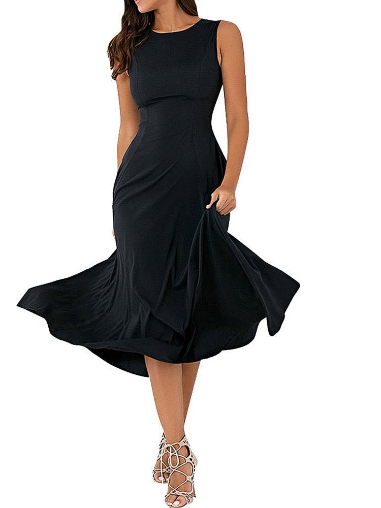 Sleeveless Round Neck  Women's Large Swing Dress