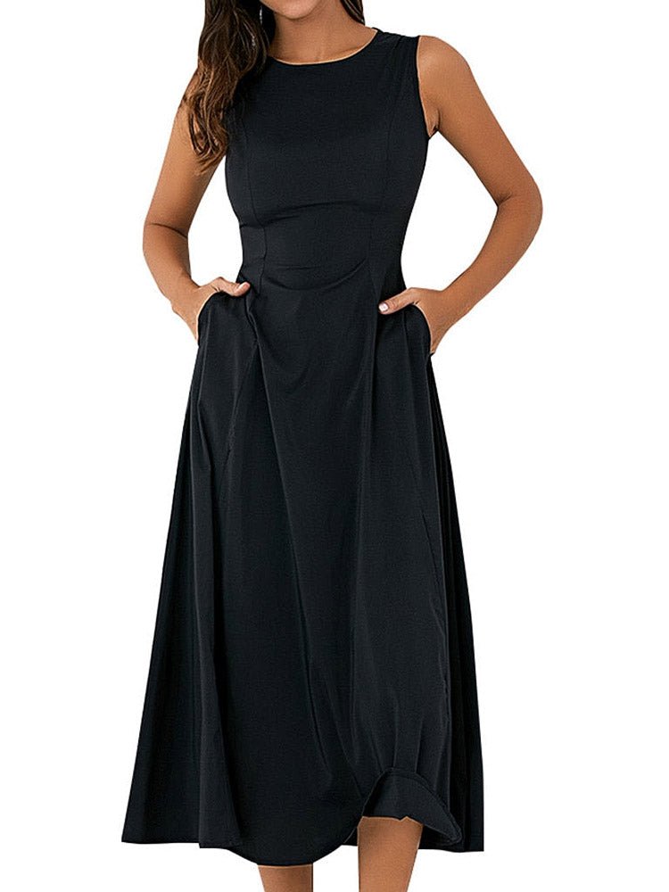 Sleeveless Round Neck  Women's Large Swing Dress