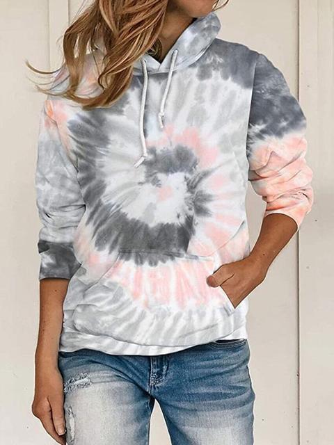 Pull à Capuche Imprimé Tie-dye avec Poche