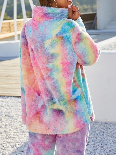 Pull en Peluche Imprimé Tie-dye