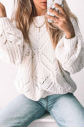 Pull Ample en Tricot Col Rond