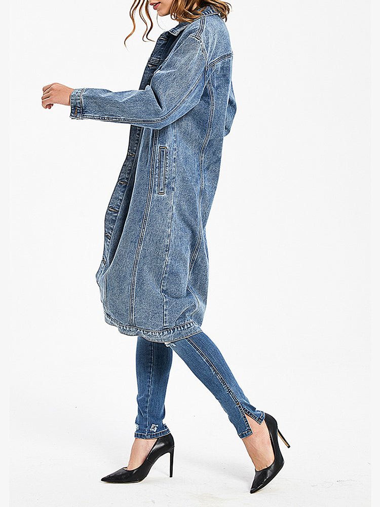 Women's Coats Denim Long Sleeve Single Breasted Coat