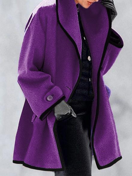 Women's Coats Loose Solid Hooded Woolen Coat