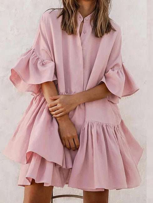 Robe Ample Boutonnée à Volants