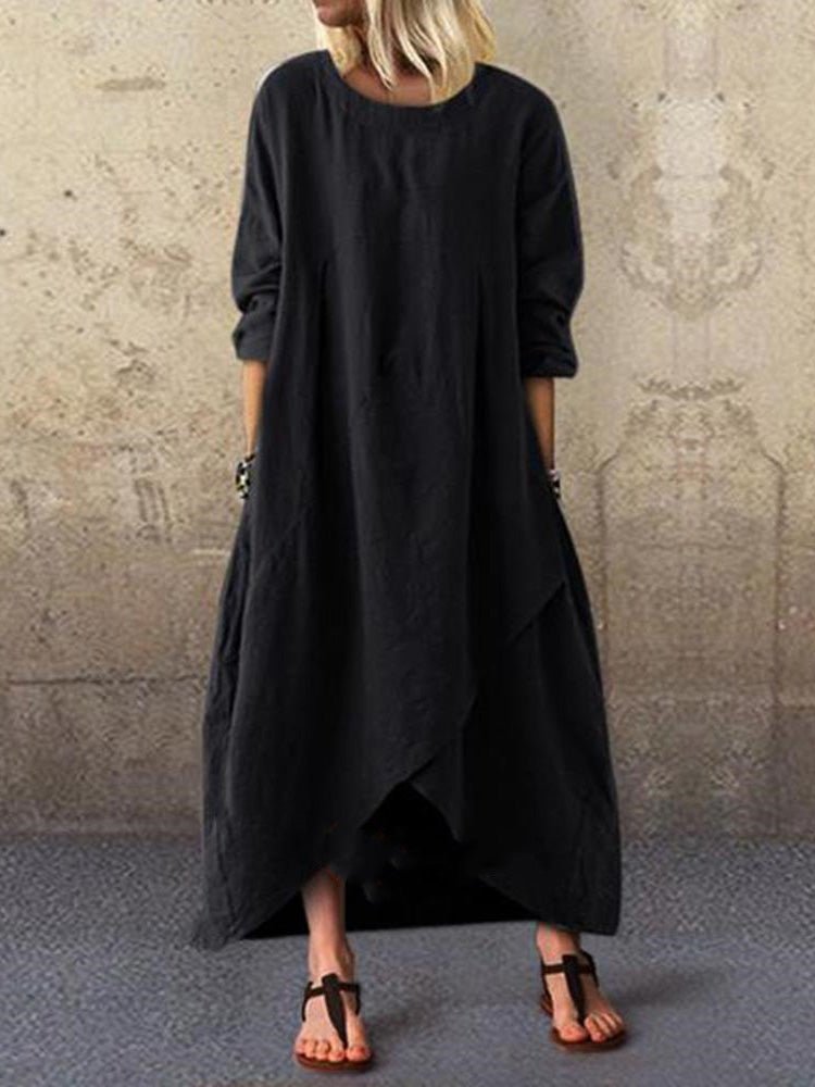 Women's Dresses Loose Solid Pocket Irregular Dress