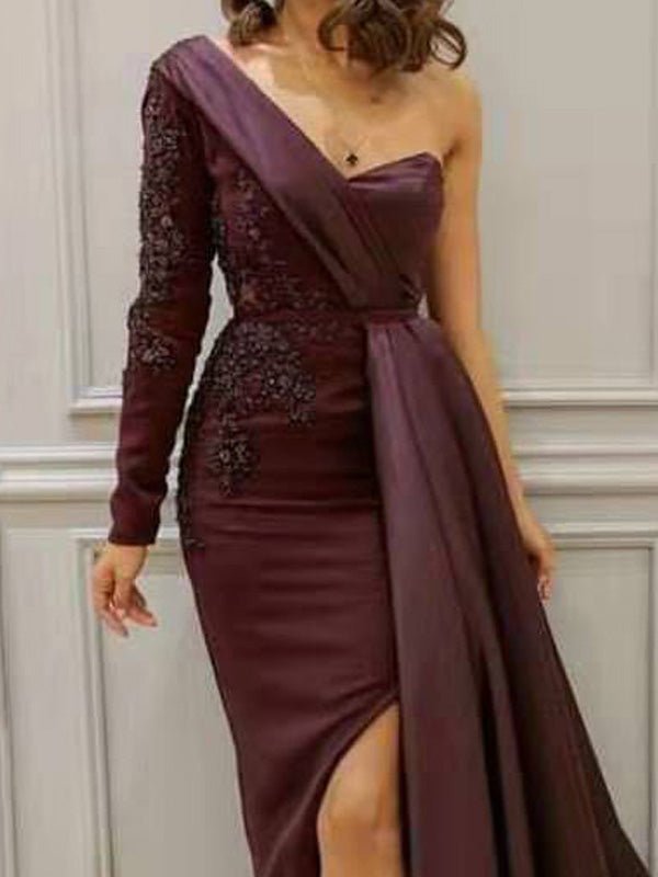 Women's Dresses One-Shoulder Irregular Slit Party Dress