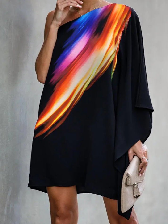 Women's Dresses Printed One-Shoulder Casual Dress