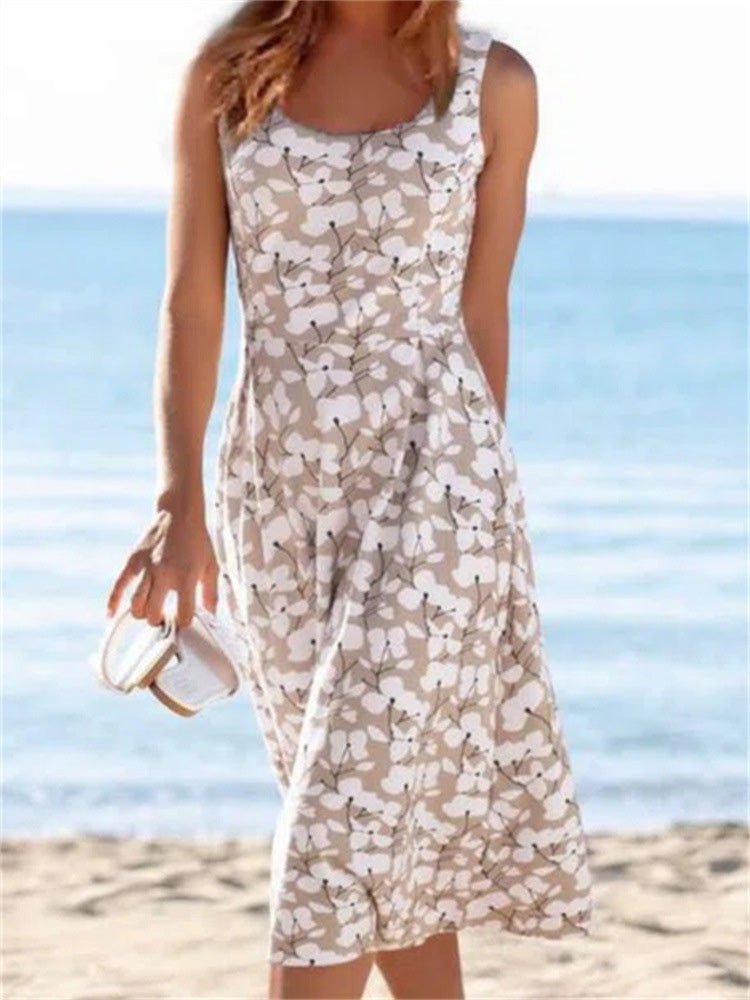 Women's Dresses Round Neck Floral Sleeveless Dress