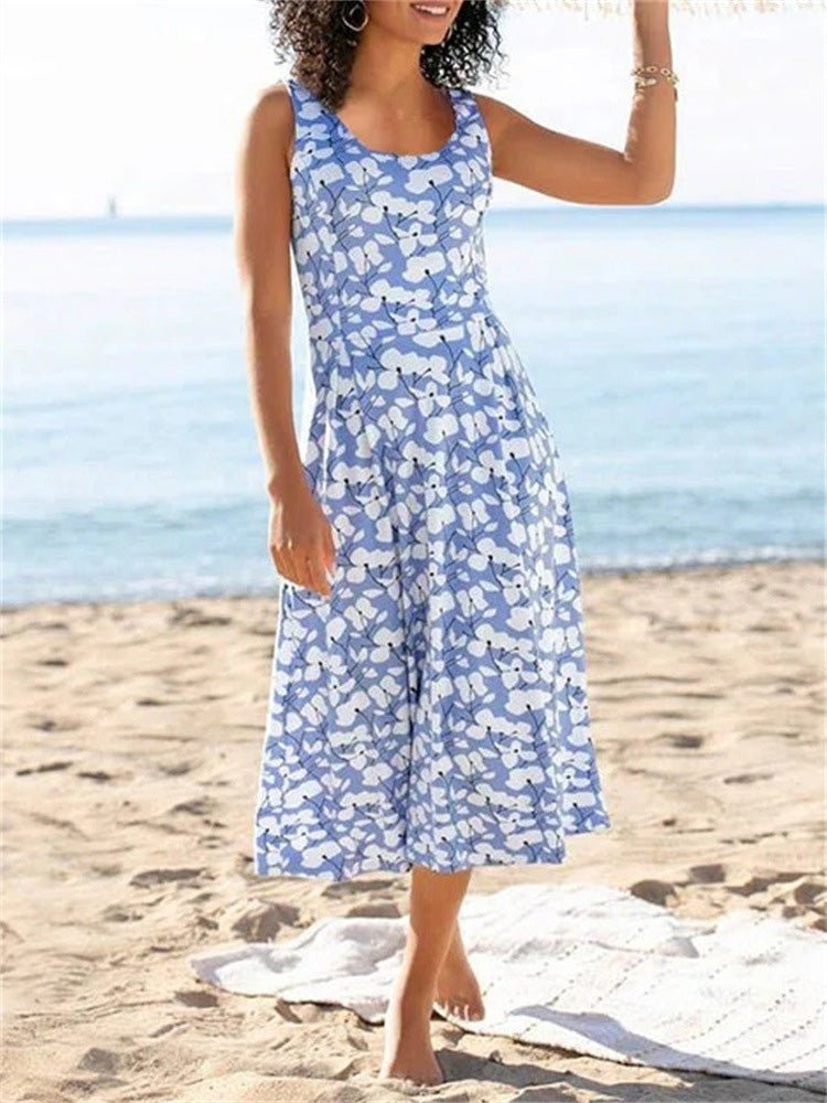 Women's Dresses Round Neck Floral Sleeveless Dress