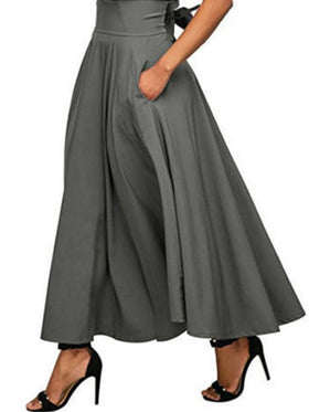 Women's Dresses Solid Color Waist Strap Midi Dress