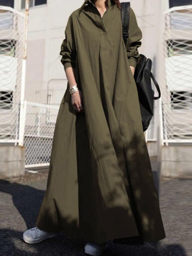 Women's Dresses Solid Retro Ethnic Style Loose Maxi Dress