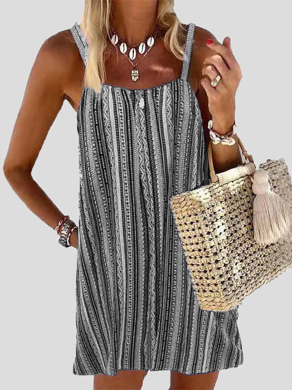 Women's Dresses Striped Sling Bare Back Dress