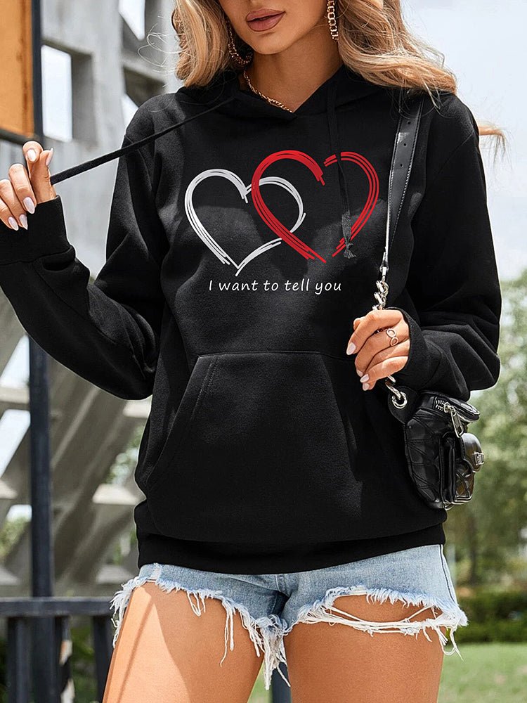 Women's Hoodies Long Sleeve Love Patern Printed Hoodie