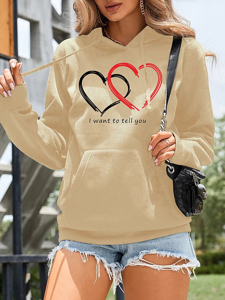 Women's Hoodies Long Sleeve Love Patern Printed Hoodie