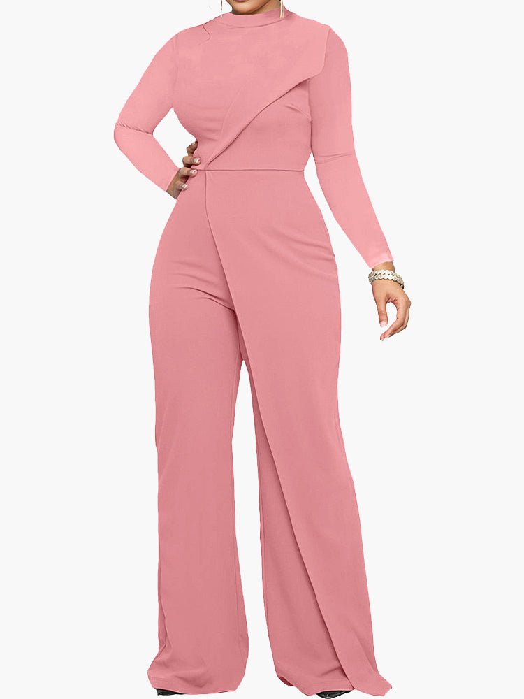 Women's Jumpsuits Half Turtleneck Irregular Long Sleeve Jumpsuit