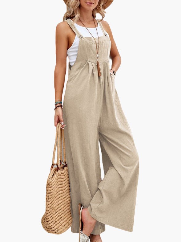 Women's Jumpsuits Solid Pocket Wide Leg Casual Jumpsuit