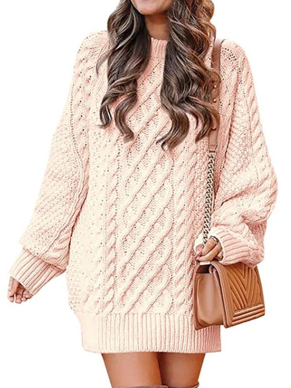 Women's Mini Dresses Crewneck Long Sleeve Oversized Knitted Dress