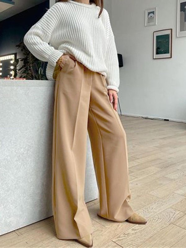 Women's Pants Straight High Waist Floor Dragging Casual Wide Leg Pants