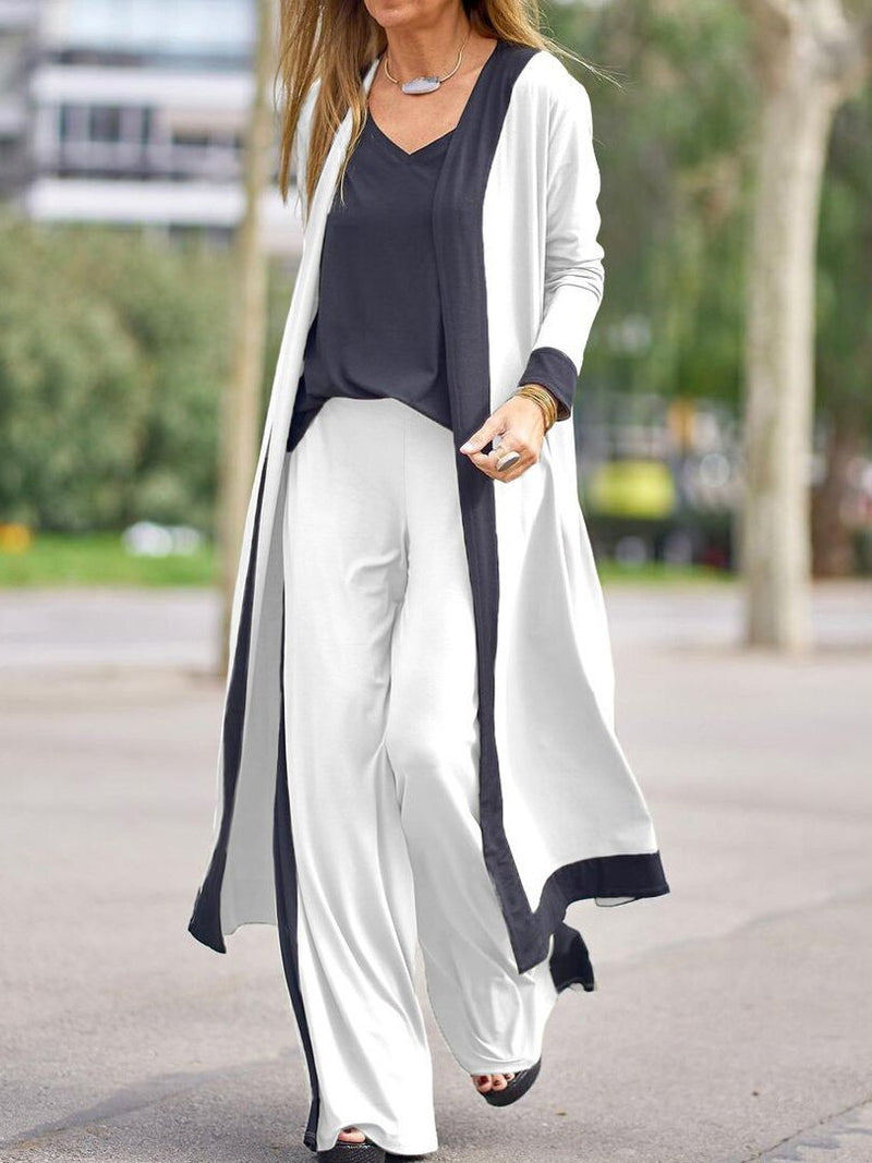 Women's Sets Casual Cardigan Sling Straight Pants Three-Piece Suit