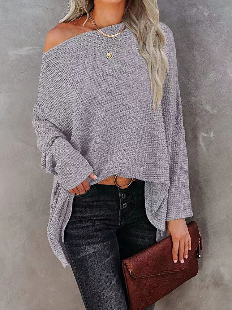 Women's Sweaters Casual Off Shoulder Knitting Pullover Long Sleeve Sweater