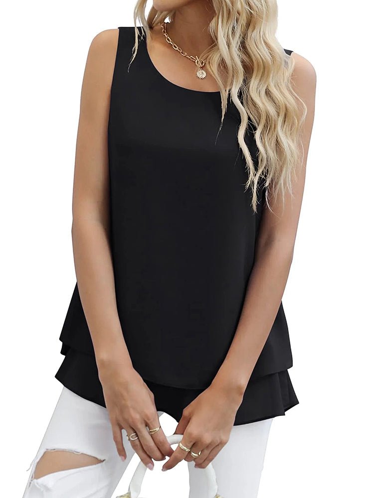 Women's Tank Tops Sleeveless Chiffon Double Layers Tank Top